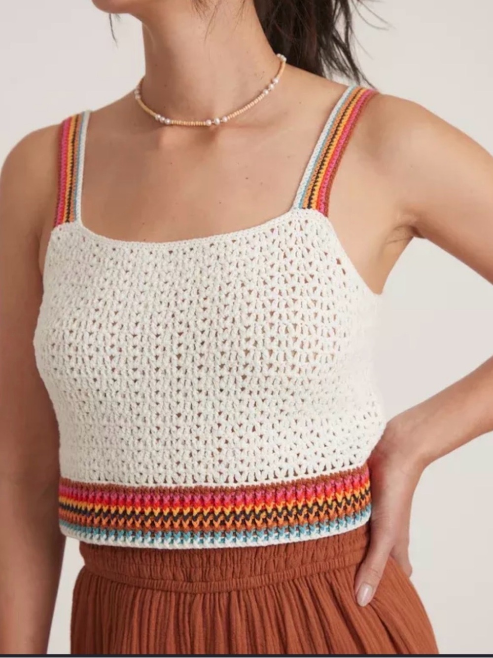 Marine Layer Caro Cropped Crochet Tank Size Small